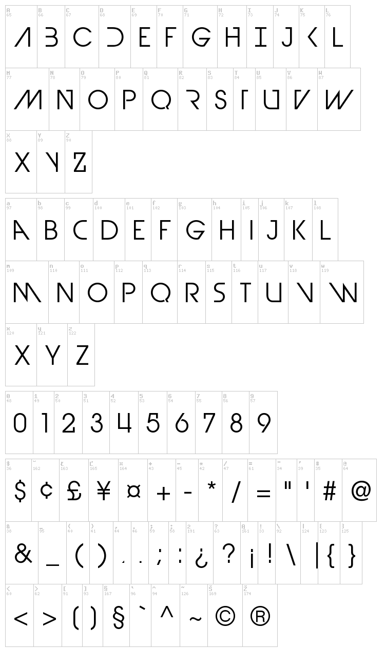 Devil Breeze font map